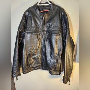 Interstate Men's black leather jacket sz 2XL